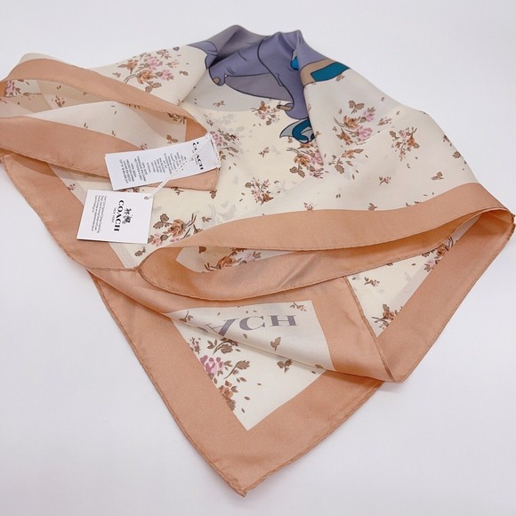 Coach X Disney Dumbo Rose Bouquet Print Silk Bandana Scarf 89846 NWT Org $98 - Picture 6 of 7